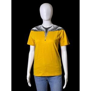 Authentic Marcelo Burlon Kids Of Milan Bird Wings Yellow Shirt Youth Size 12 NWT